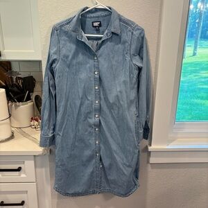 Lands' End Blue Denim Shirt Dress